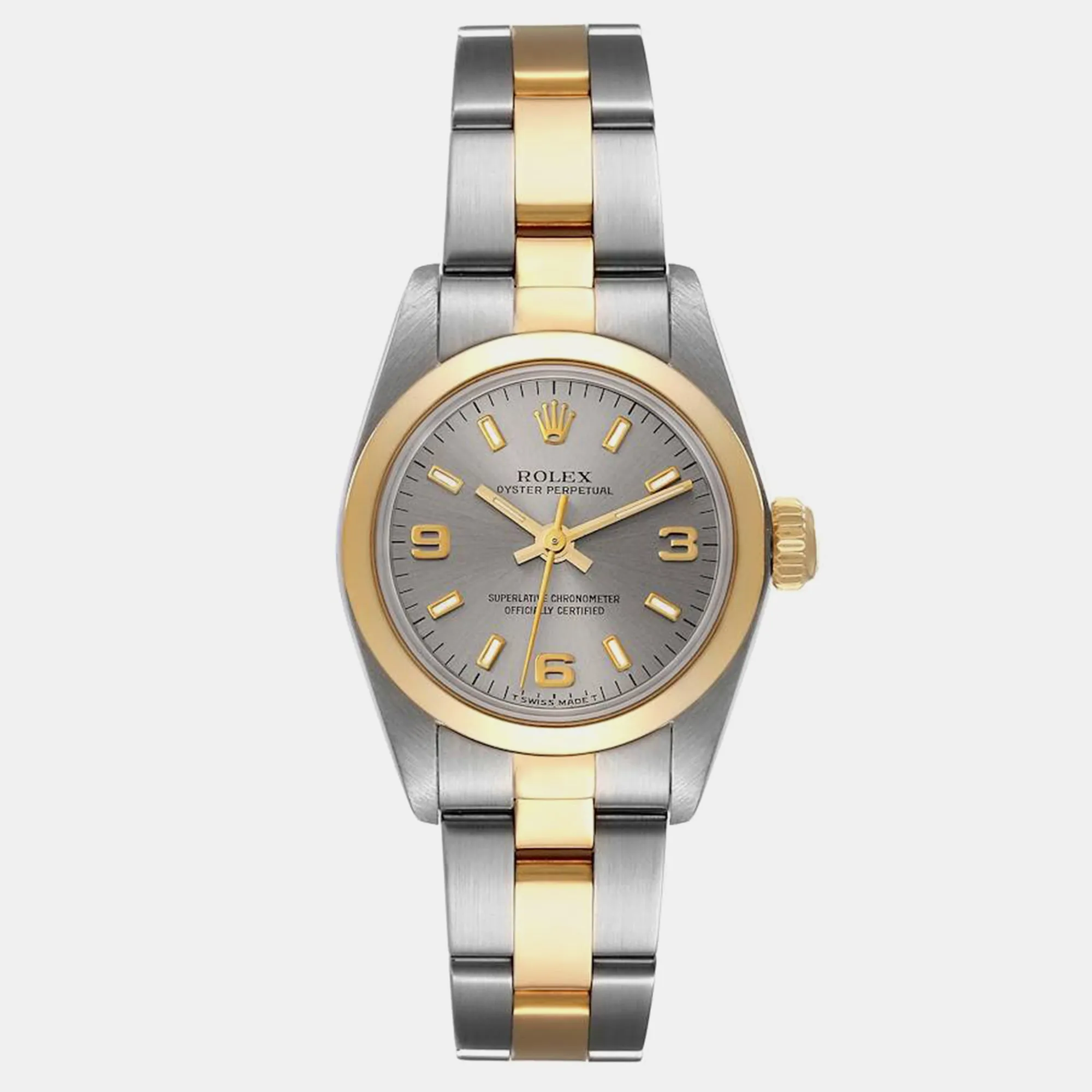 Rolex Oyster Perpetual 24mm Yellow gold and stainless steel Gray