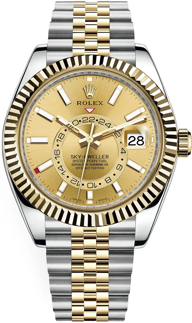 Rolex Sky-Dweller 326933-0004 42mm Yellow gold and stainless steel Champagne