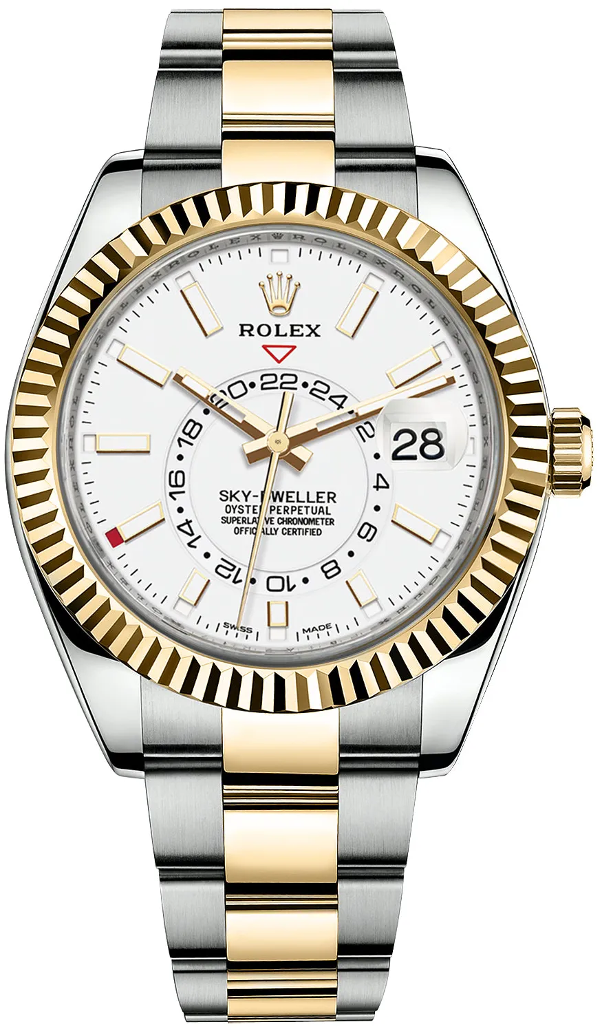 Rolex Sky-Dweller 326933-0009 42mm Yellow gold and stainless steel White