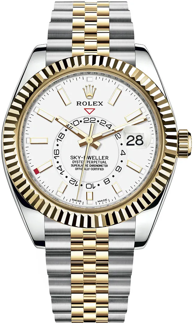 Rolex Sky-Dweller 326933-0010 42mm Yellow gold and stainless steel White
