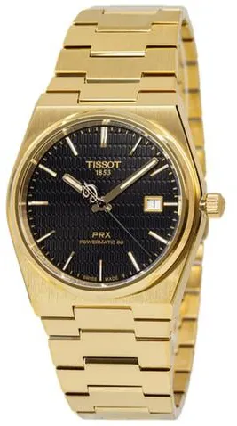 Tissot PRX T137.407.33.051.00 39.5mm Yellow gold and Stainless steel Black