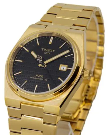 Tissot PRX T137.407.33.051.00 39.5mm Yellow gold and Stainless steel Black 1