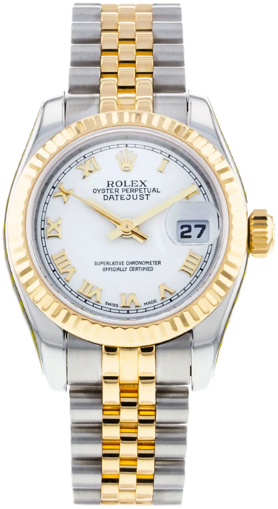 Rolex Lady-Datejust 179173 26mm Yellow gold and stainless steel White