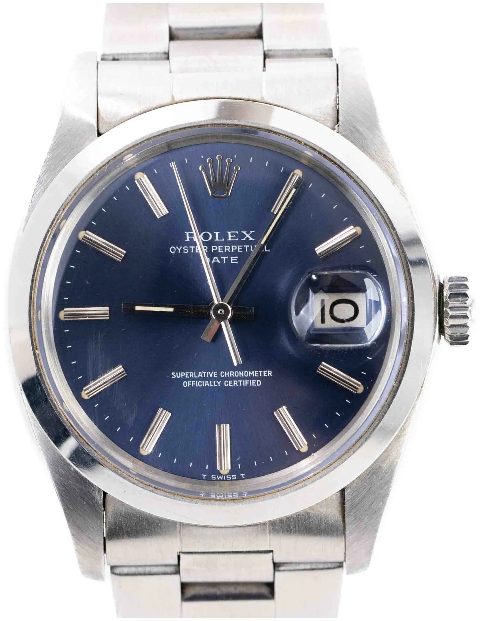 Rolex Oyster Perpetual Date 1500 34mm Stainless steel Blue 4