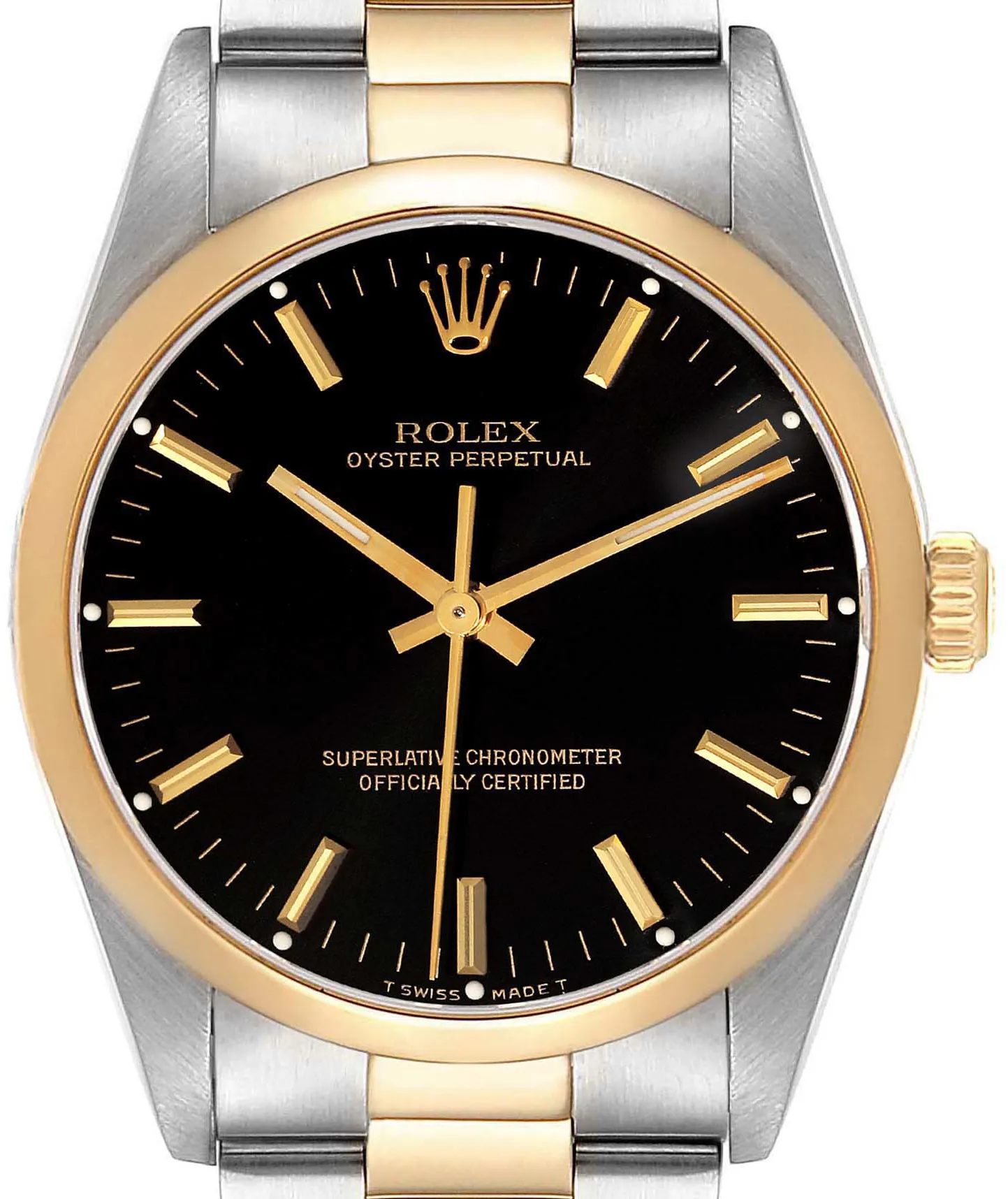 Rolex Oyster Perpetual 34 14203 34mm Yellow gold and Stainless steel Black 1