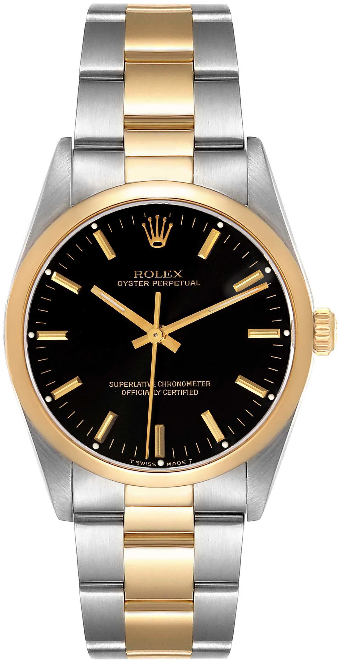 Rolex Oyster Perpetual 34 14203 34mm Yellow gold and Stainless steel Black 2