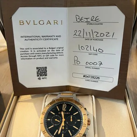 Bulgari Bulgari BB41BSPGDCH 41mm Yellow gold and Stainless steel Black