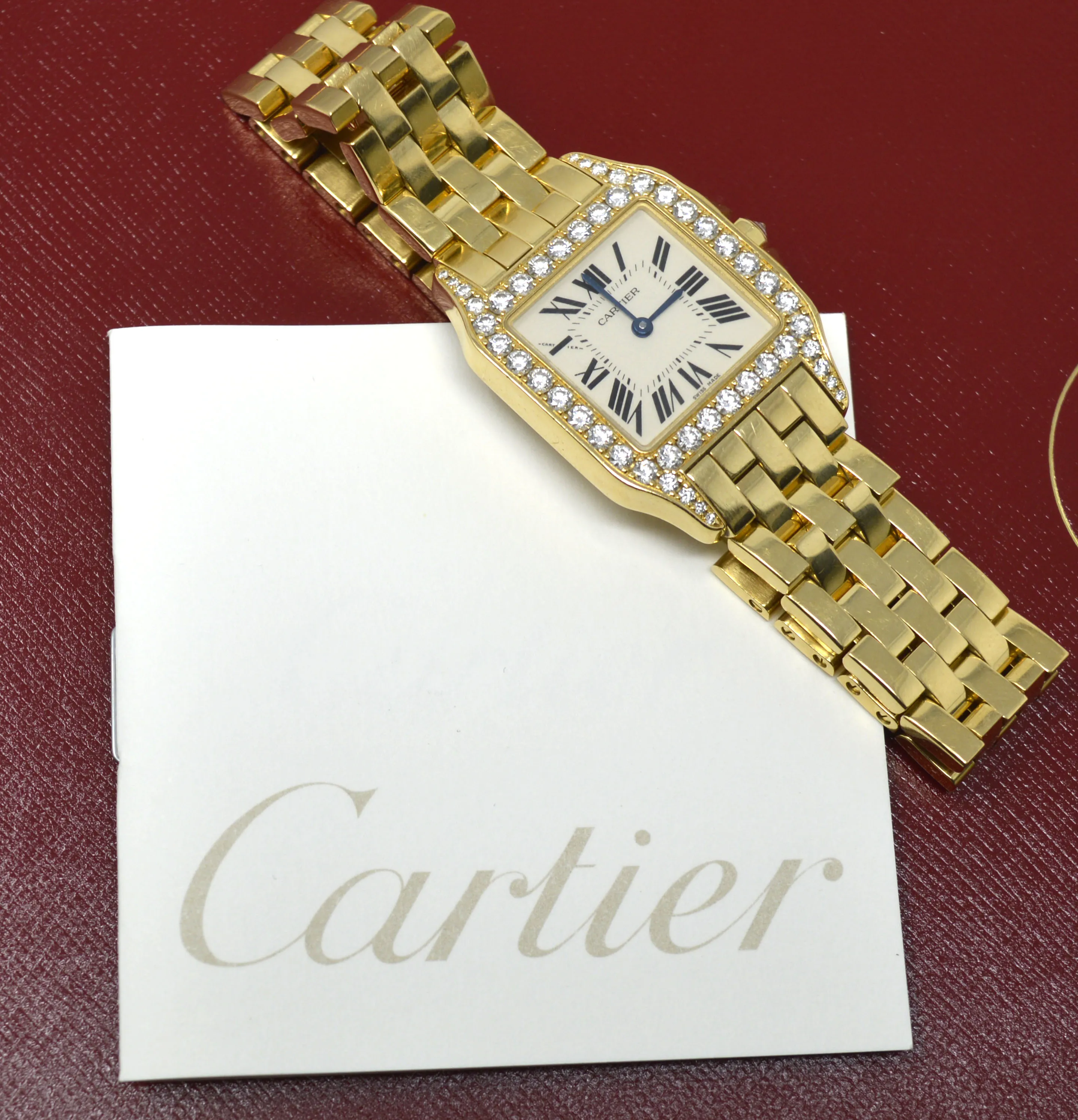 Cartier Santos Demoiselle WF9002Y7 26mm Yellow gold and diamond-set Ivory