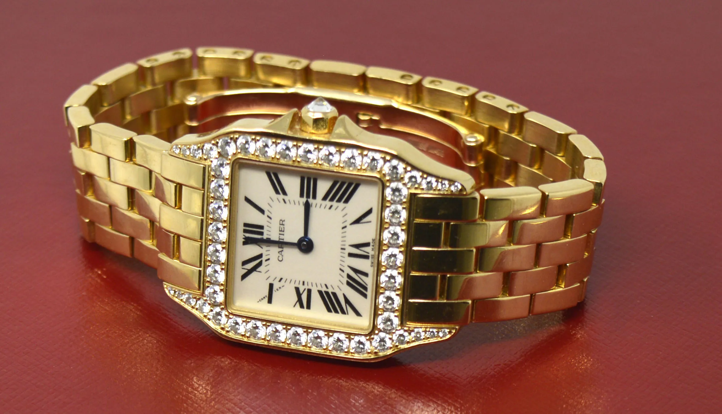 Cartier Santos Demoiselle WF9002Y7 26mm Yellow gold and Diamond Ivory 2