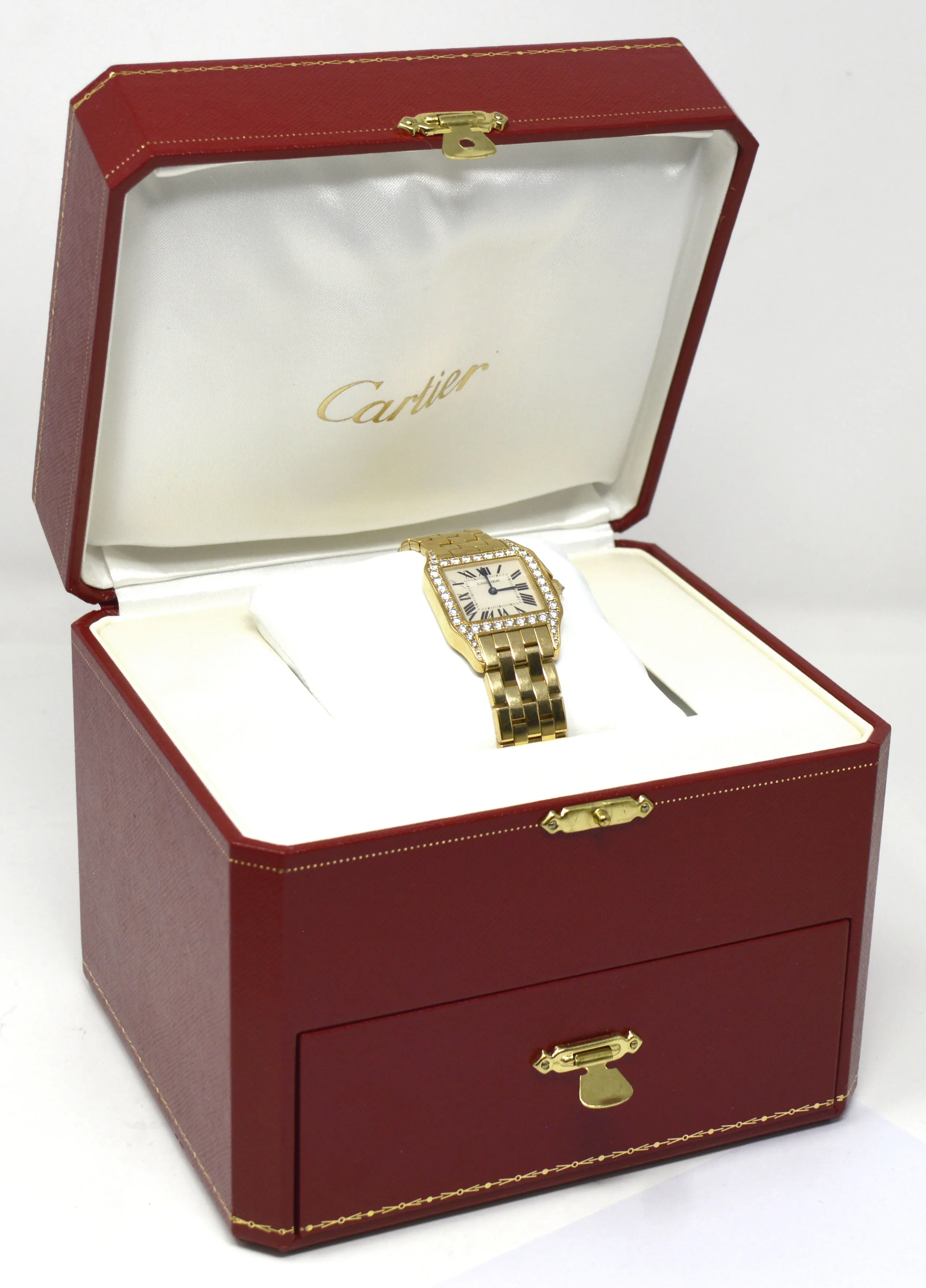 Cartier Santos Demoiselle WF9002Y7 26mm Yellow gold and Diamond Ivory 14