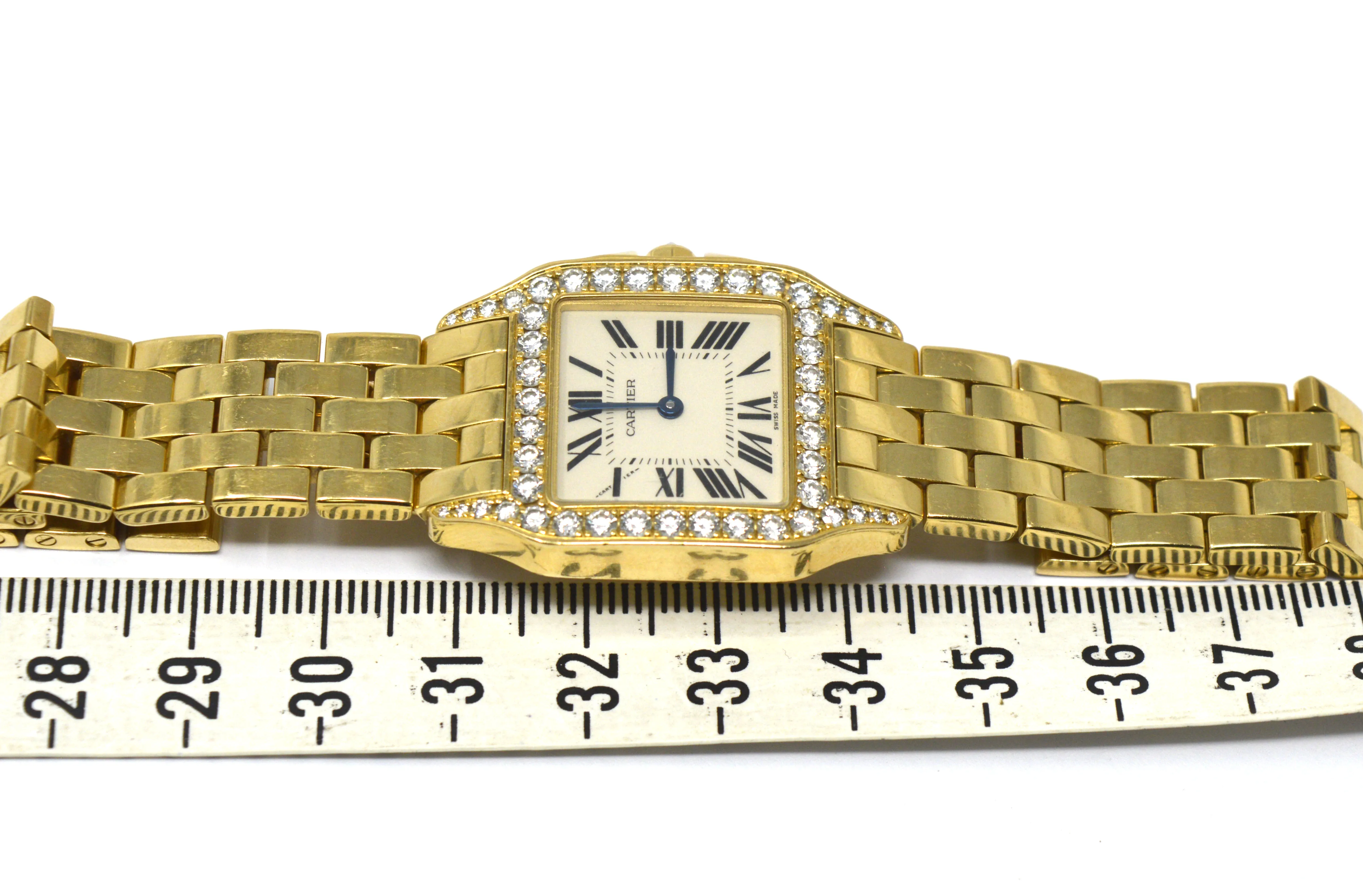 Cartier Santos Demoiselle WF9002Y7 26mm Yellow gold and Diamond Ivory 15