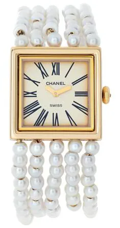 Chanel Mademoiselle H0007 22.5mm 18k yellow gold White