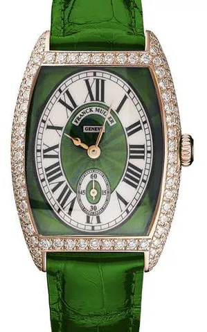 Franck Muller Cintree Curvex 1752 S6 D 25.5mm Yellow gold and Diamond and 18k yellow gold Green