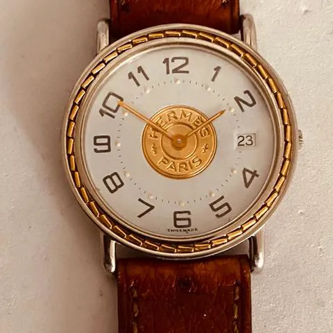 Hermès Sellier 31mm Yellow gold and Stainless steel White