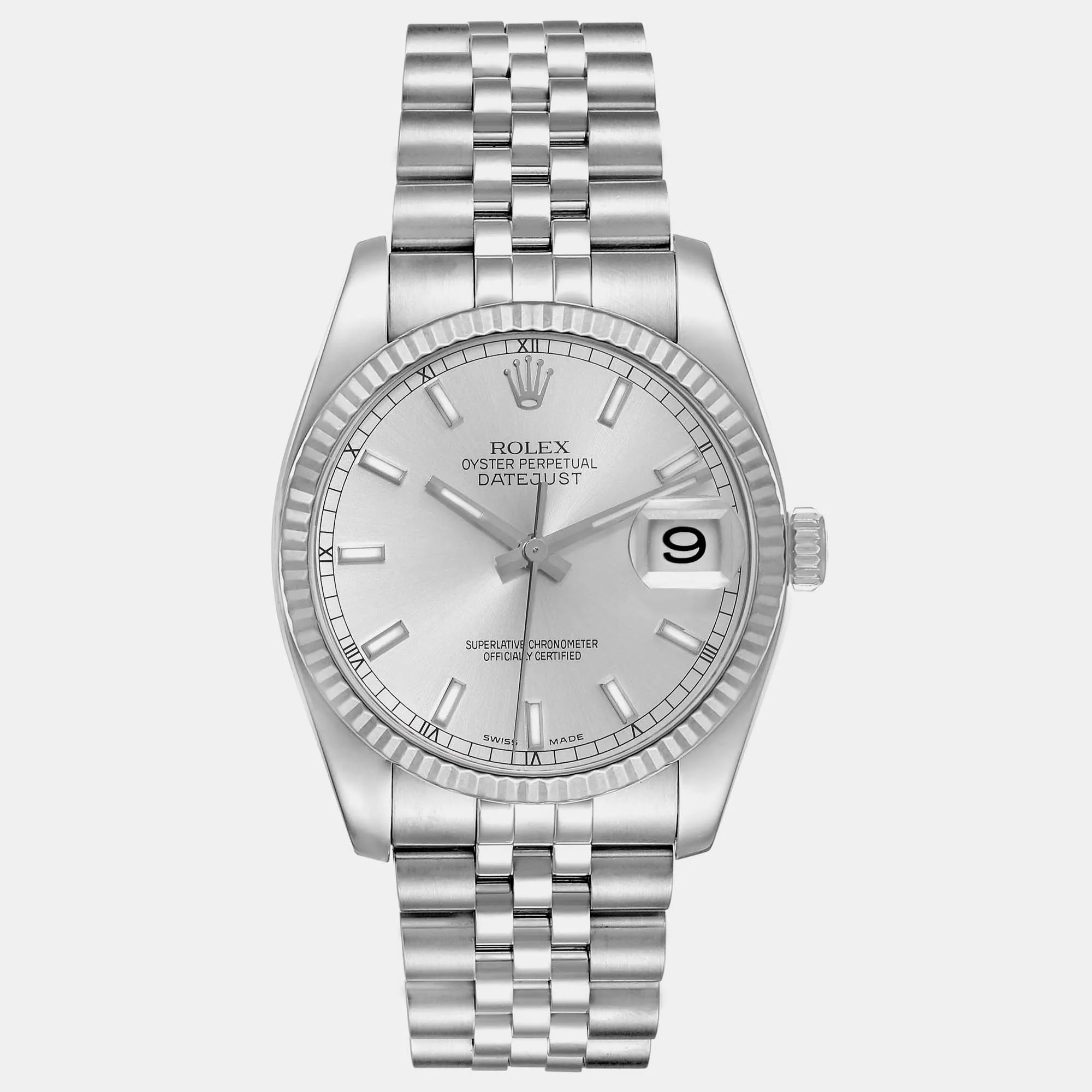 Rolex Datejust 36mm White gold and diamond-set Silver