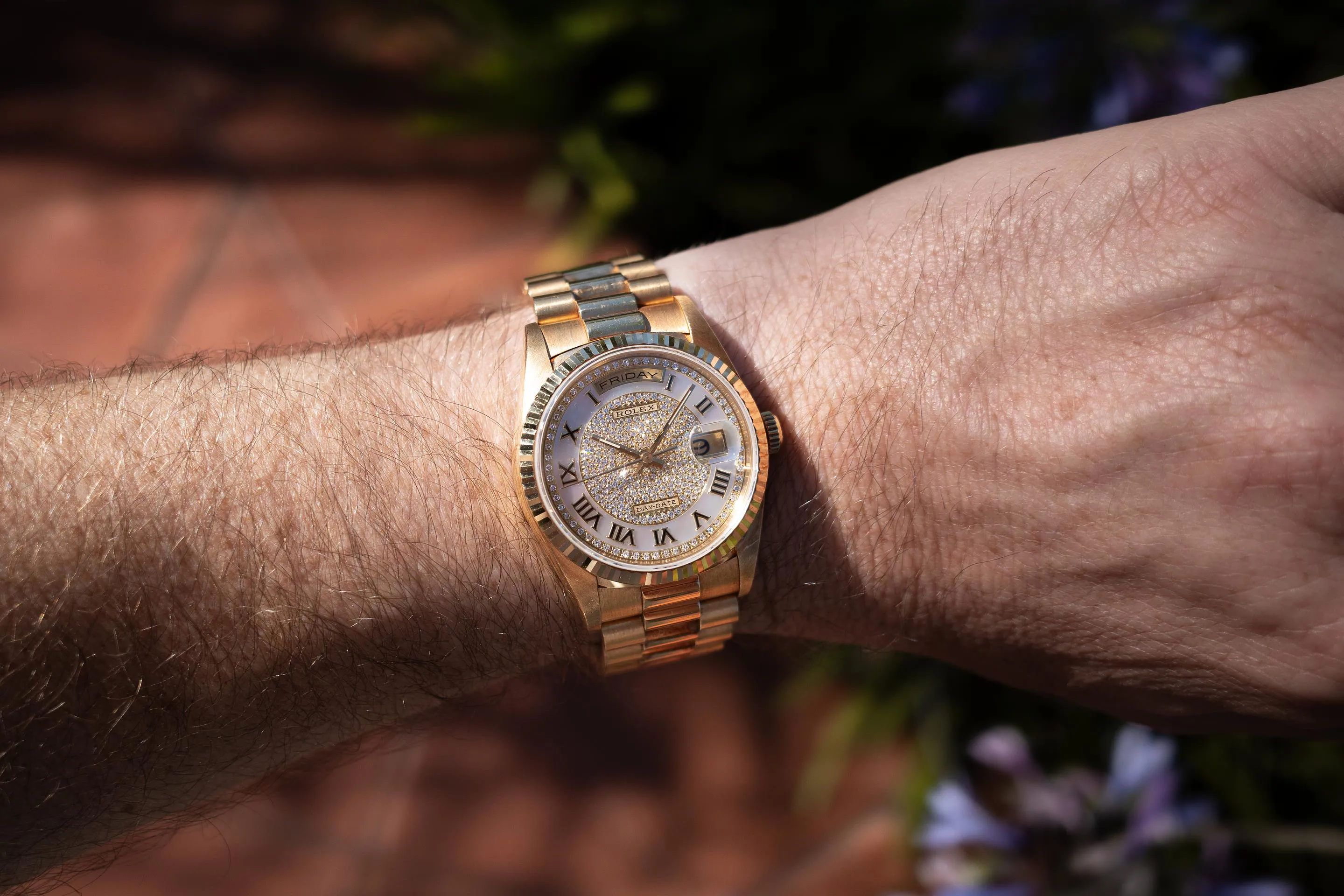 Rolex Day-Date 36 18238 Yellow gold pave 8