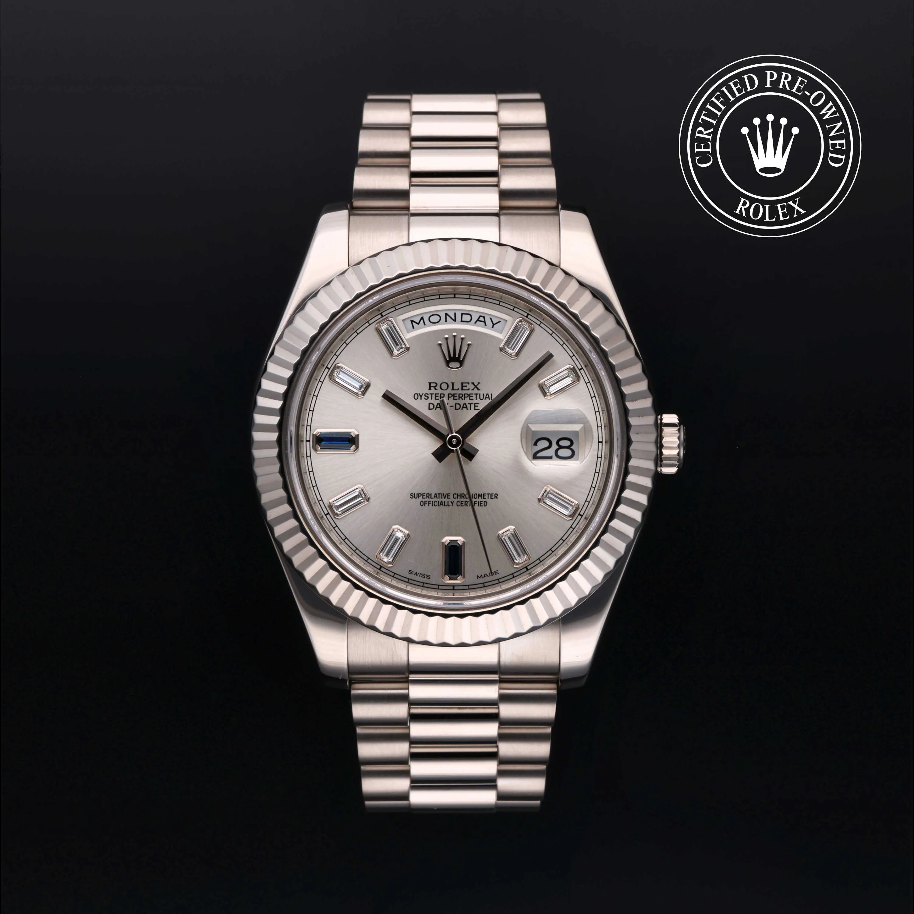 Rolex Day-Date II 218239 41mm White gold and 18k white gold Silver