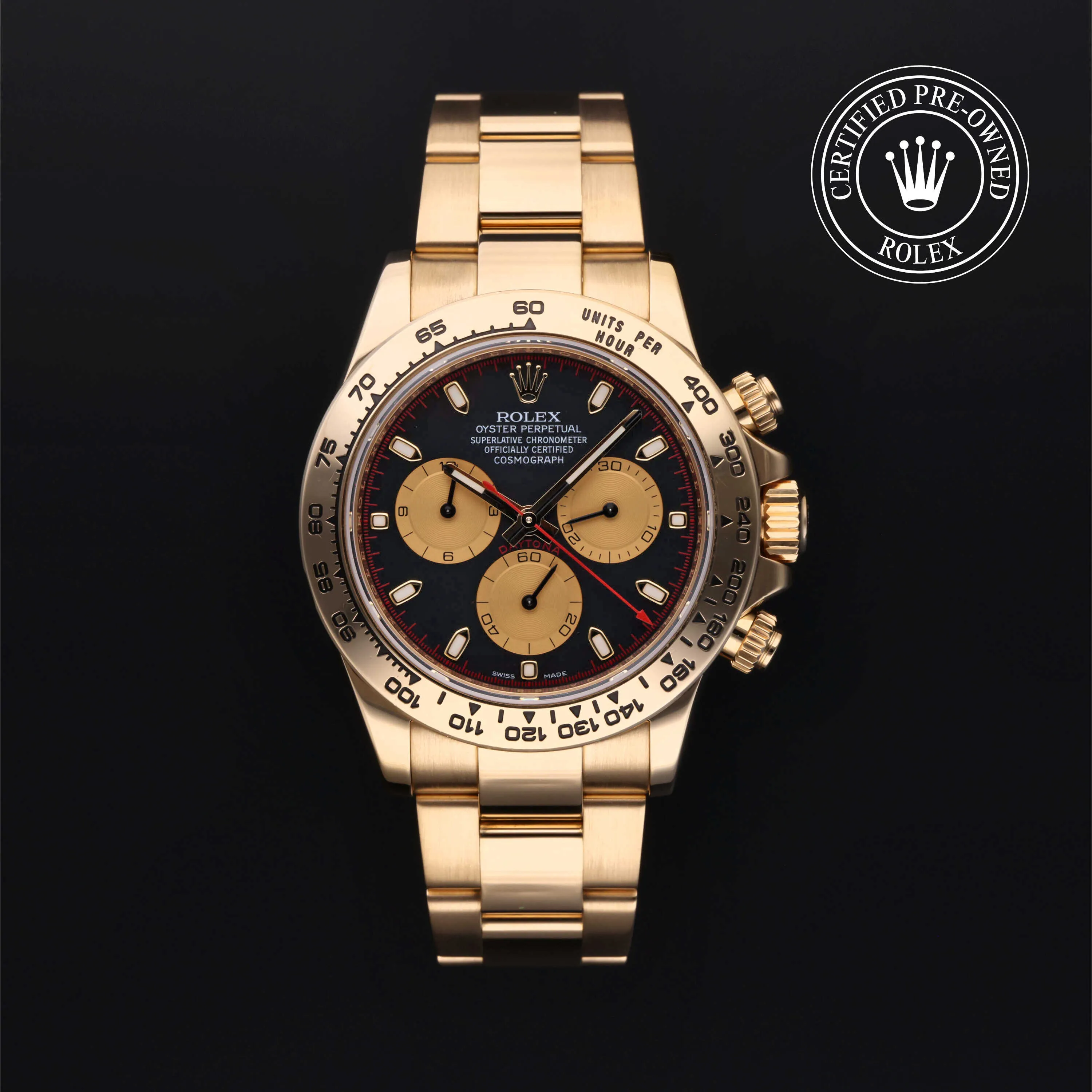 Rolex Daytona 116508 40mm Yellow gold Black