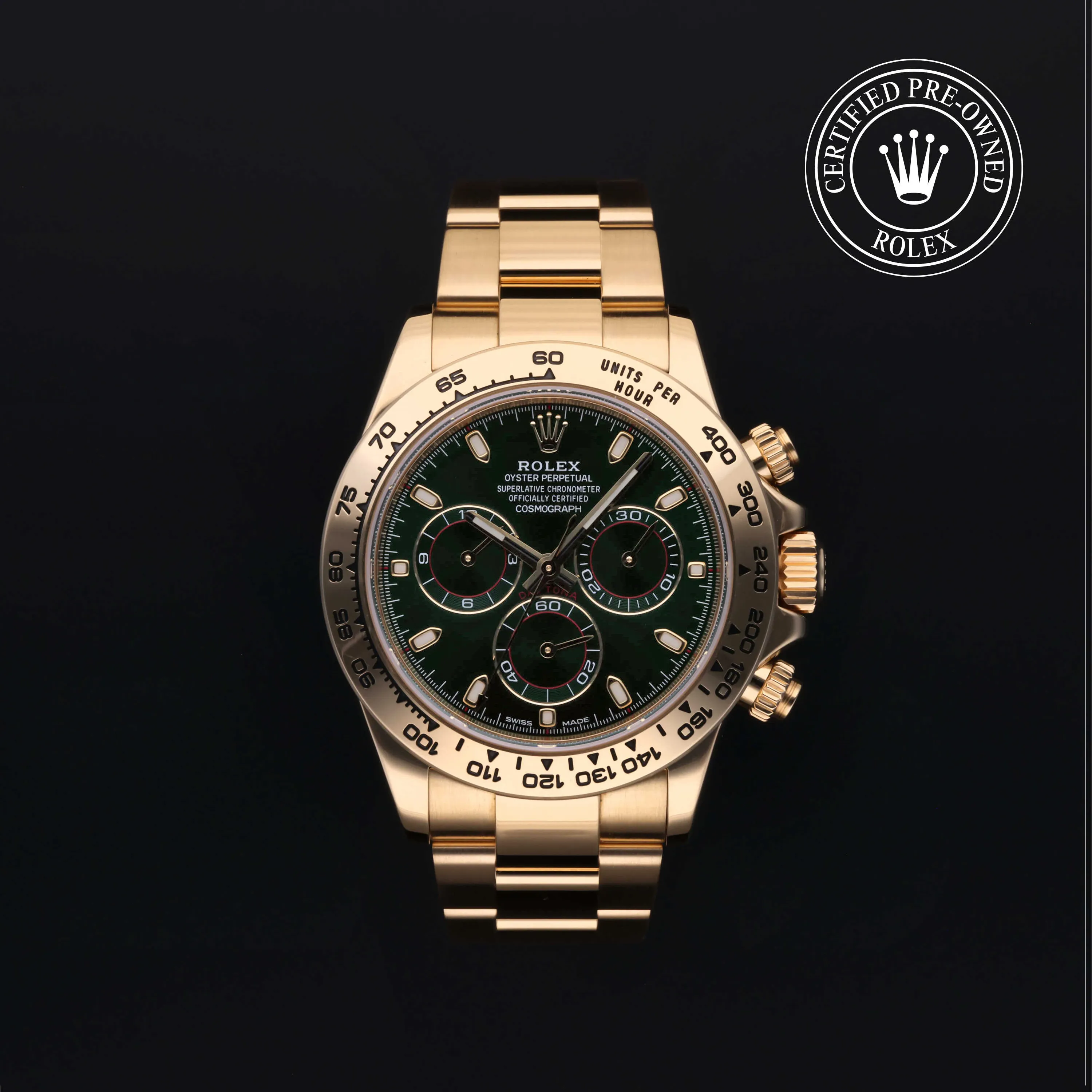 Rolex Daytona 116508 40mm Yellow gold Green