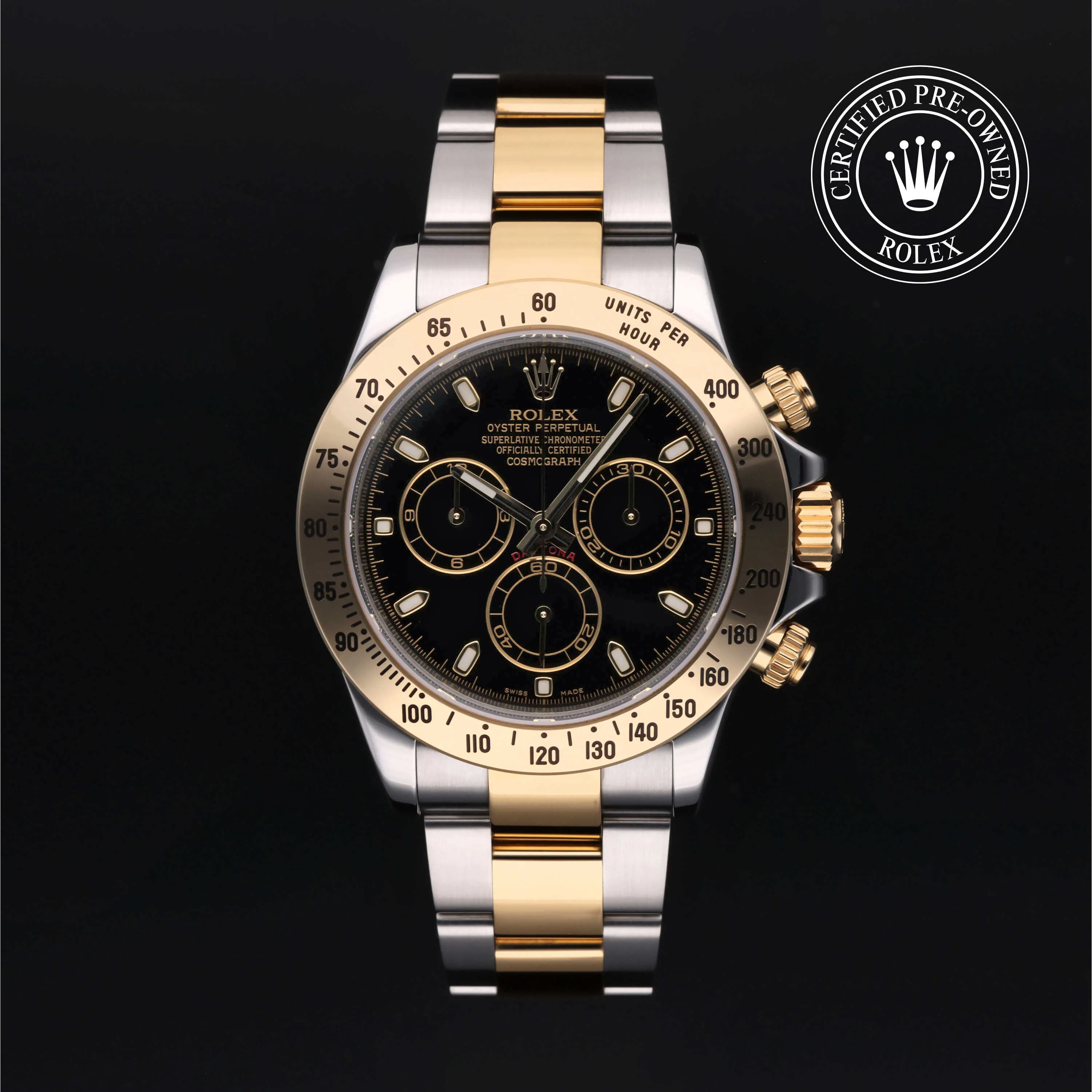 Rolex Daytona 116523 40mm Yellow gold and Stainless steel Black