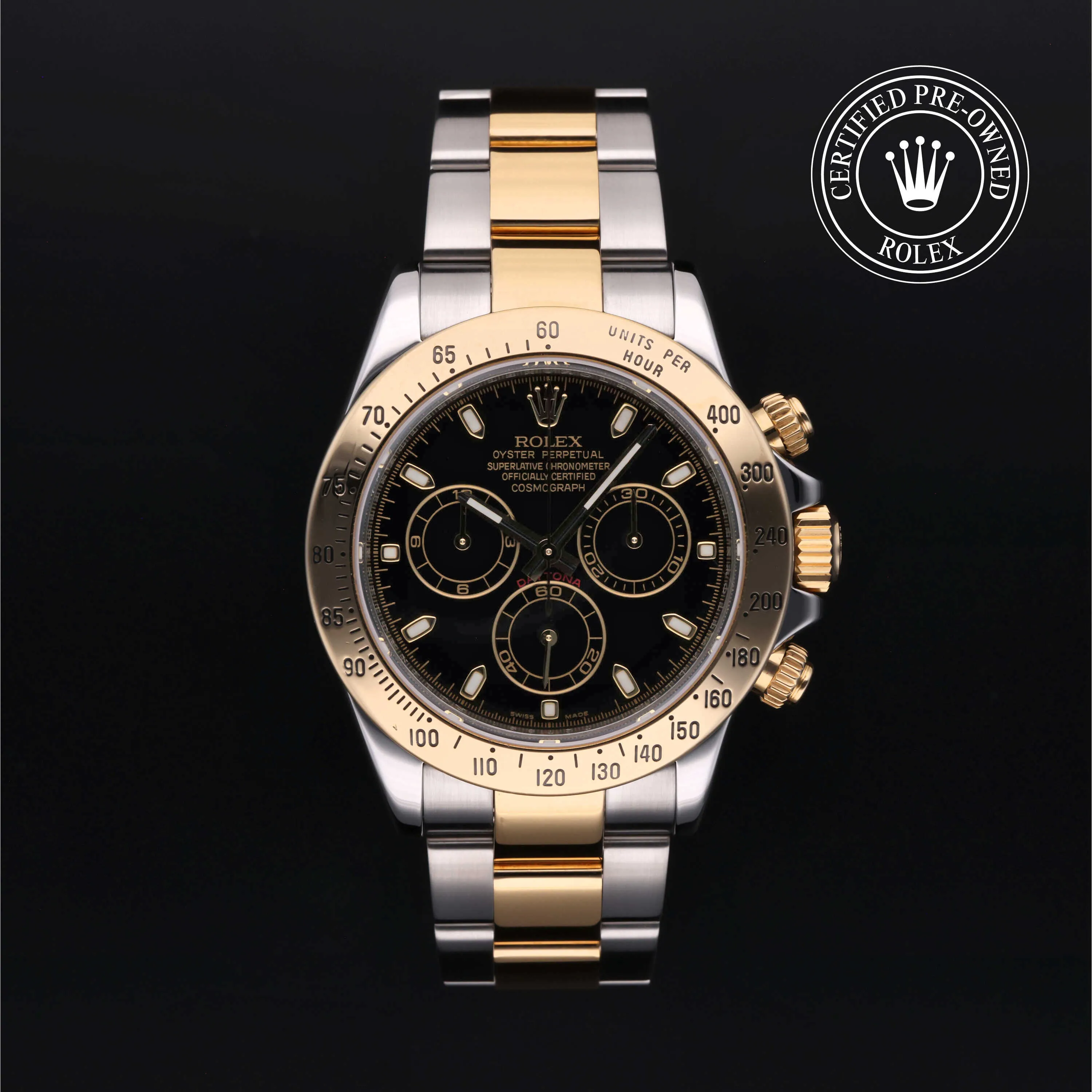 Rolex Daytona 116523 40mm Yellow gold and stainless steel Black