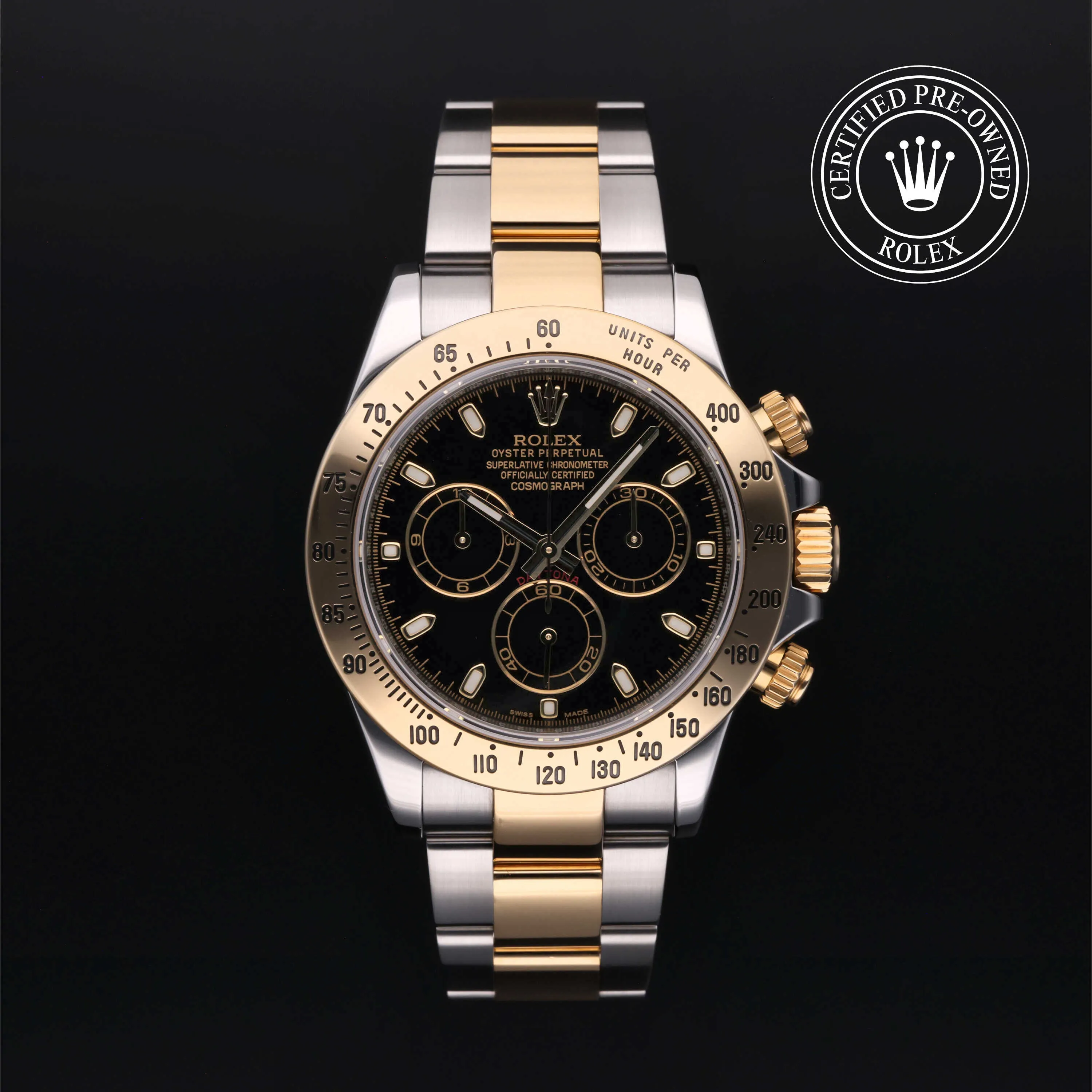 Rolex Daytona 116523 40mm Yellow gold and stainless steel Black