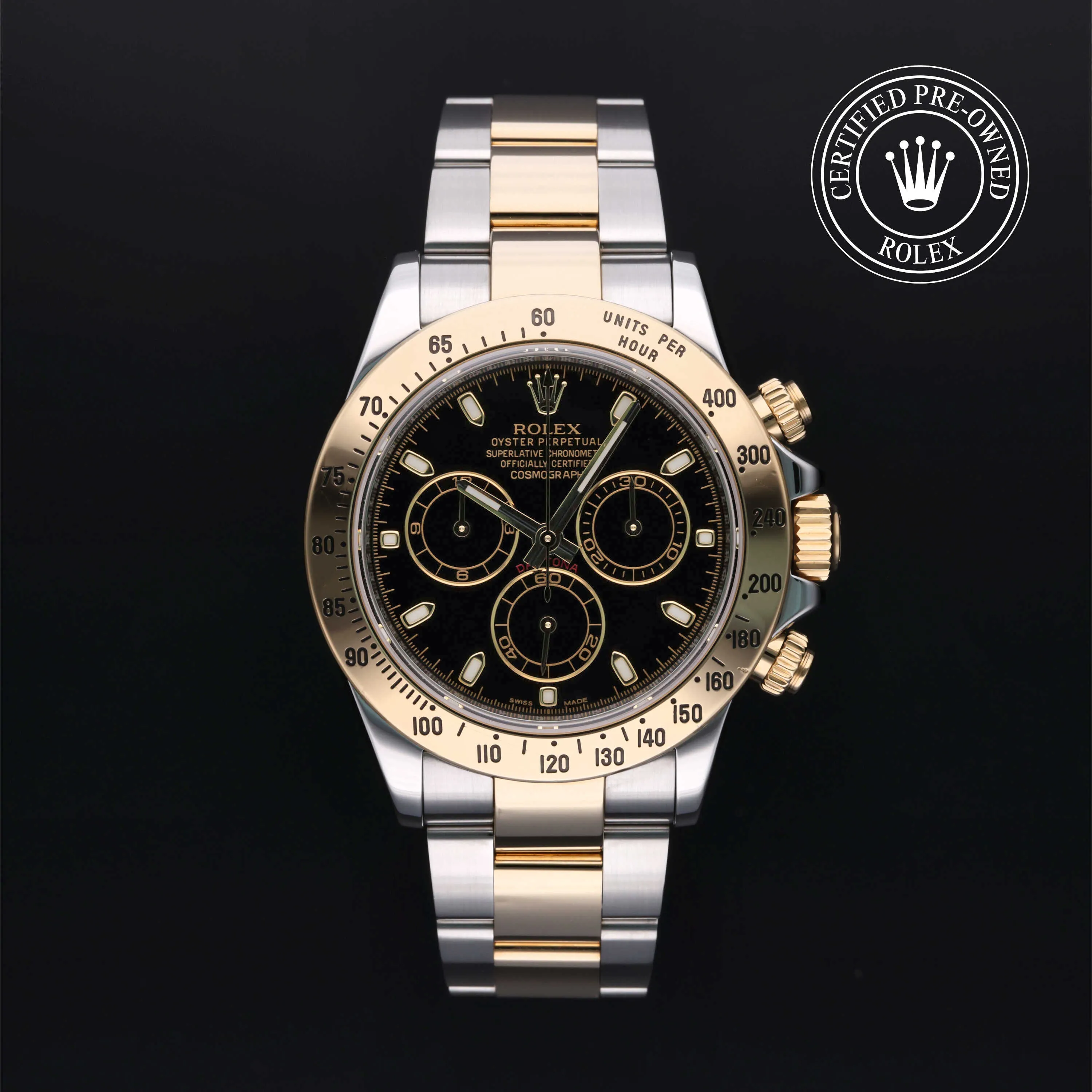 Rolex Daytona 116523 40mm Yellow gold and stainless steel Black