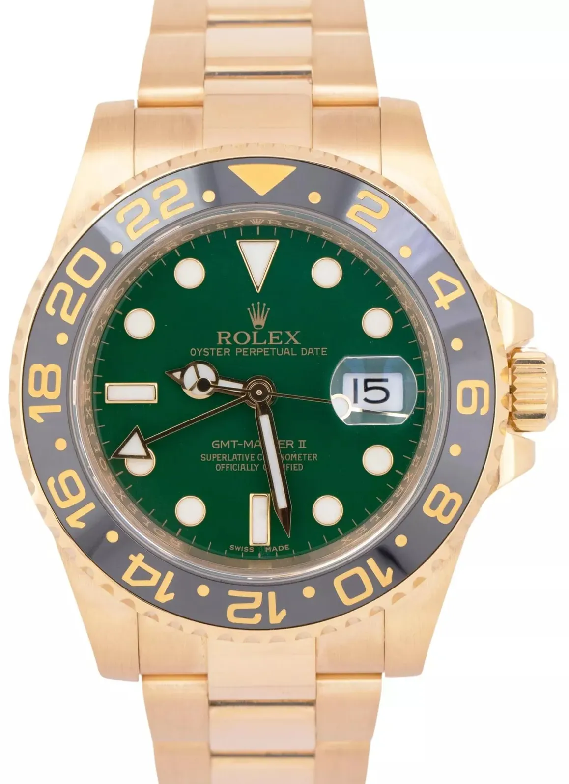 Rolex GMT-Master II 116718LN-0002 40mm Yellow gold Green