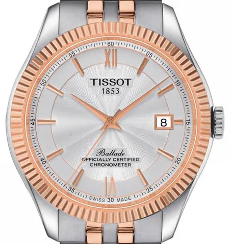 Tissot T-Classic T108.408.22.278.00 41mm Yellow gold and Stainless steel White