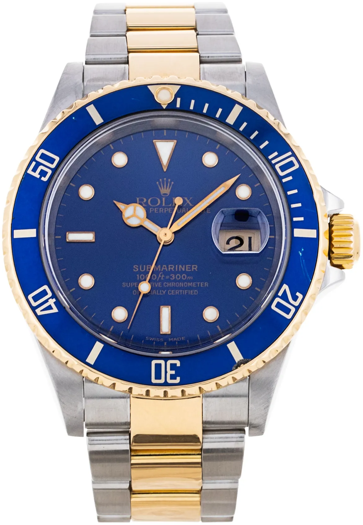 Rolex Submariner 16613 40mm Yellow gold and stainless steel Blue
