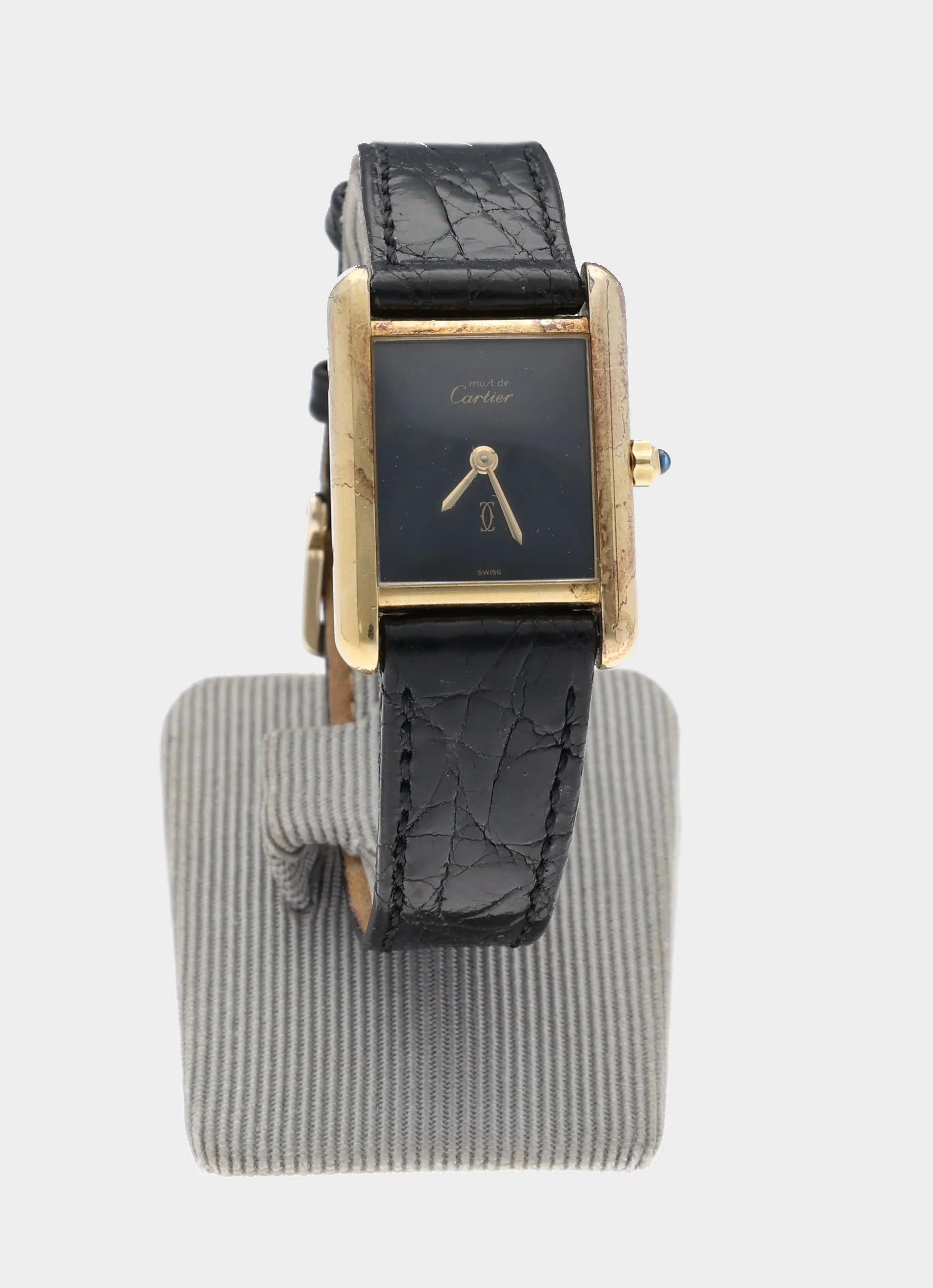 Cartier Tank 366001 21mm Vermeil Black