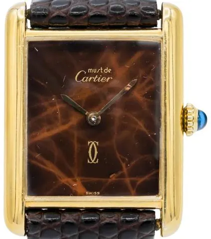 Cartier Tank Vermeil 366001 22mm Silver Brown