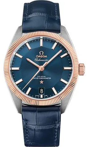 Omega Globemaster 130.23.39.21.03.001 39mm Yellow gold and Stainless steel Blue