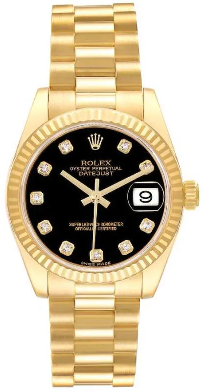 Rolex Datejust 31 178278 31mm Yellow gold Black