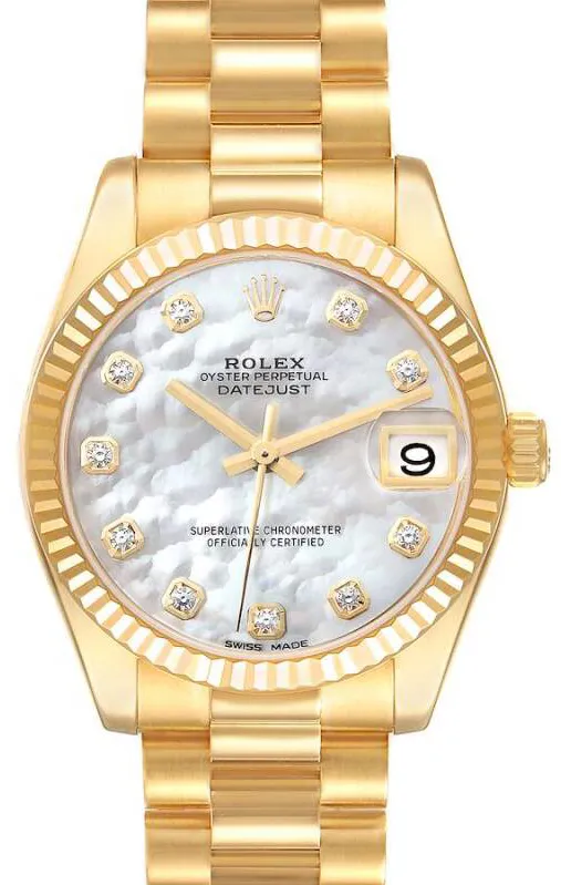 Rolex Datejust 31 178278 31mm Yellow gold Mother-of-pearl, White 2