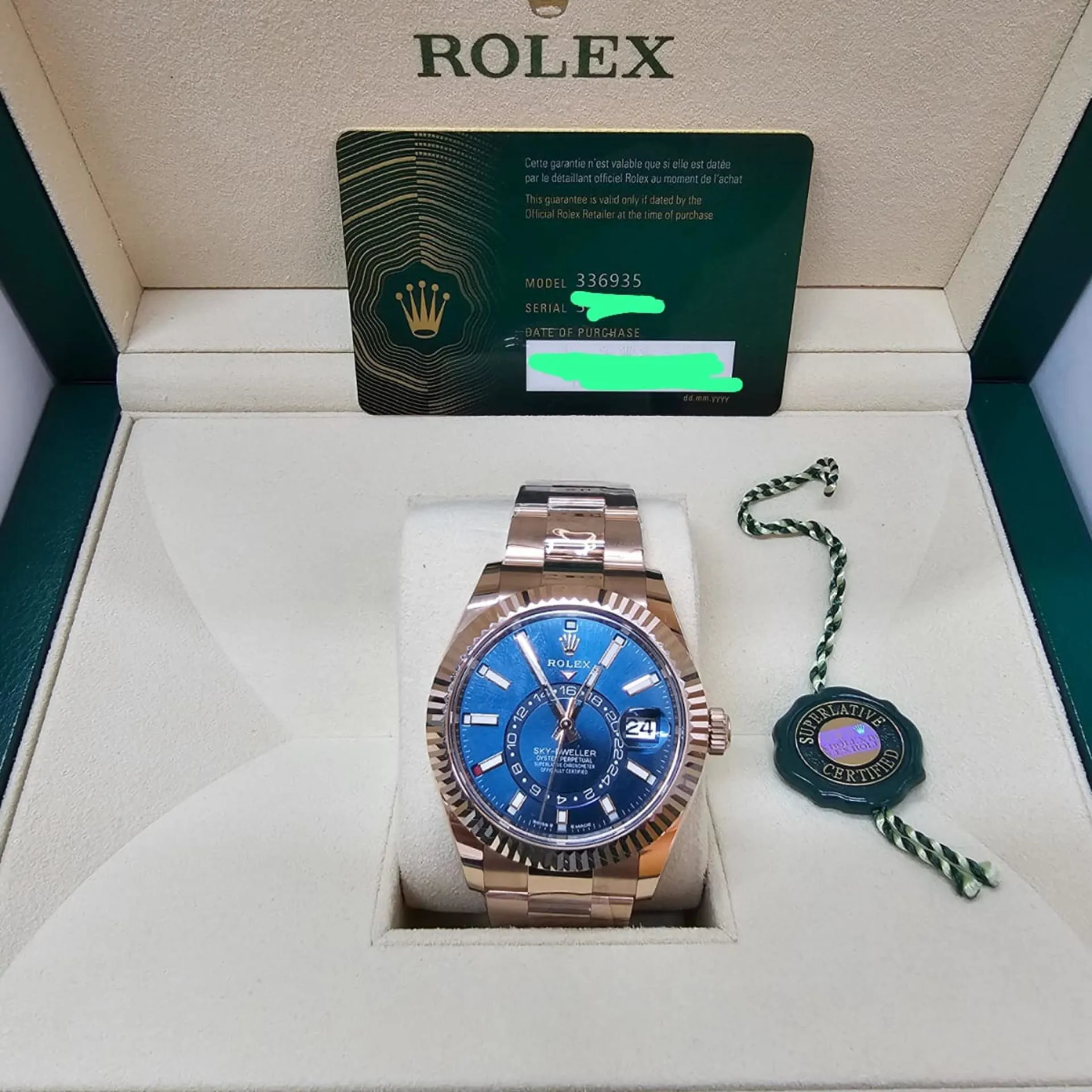 Rolex Sky-Dweller 336935-0001 42mm Everose gold Blue and Green