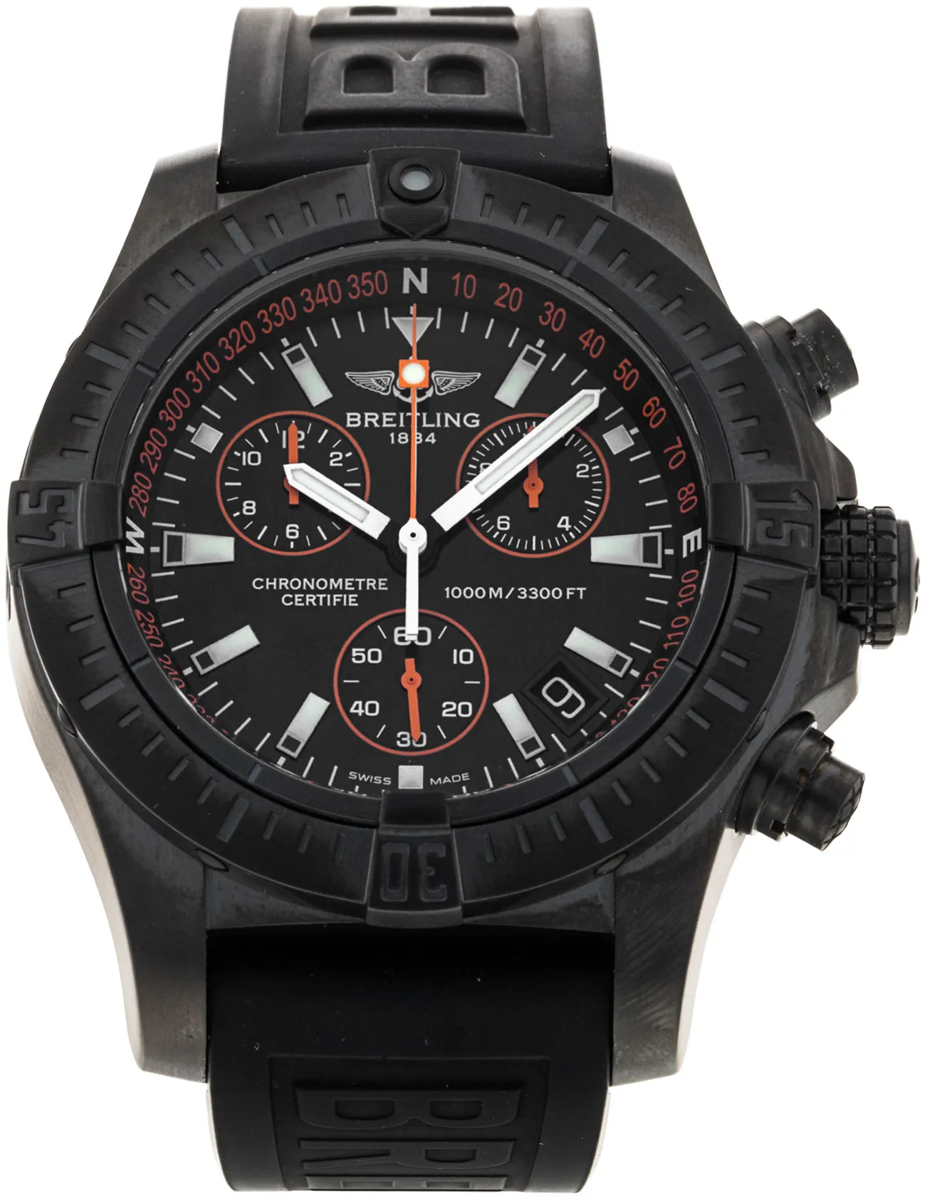 Breitling Avenger M73390 45mm Stainless steel Black and orange