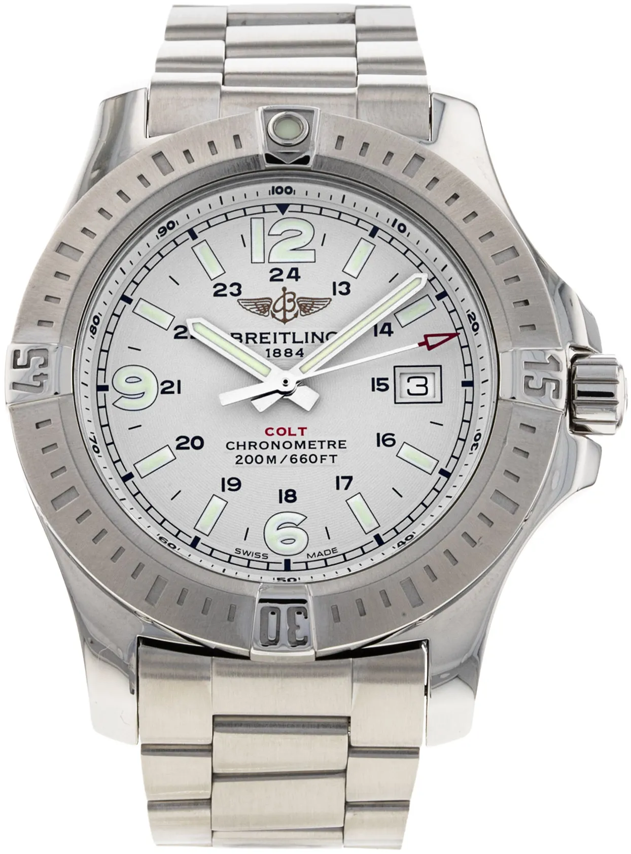 Breitling Colt A74388 44mm Stainless steel Silver Quarter Arabic