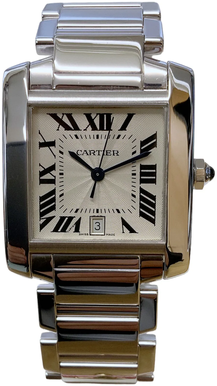 Cartier Tank Française W50011S3 28mm White gold Silver Roman Numeral