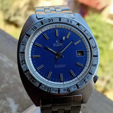 Elgin 36mm Stainless steel Blue