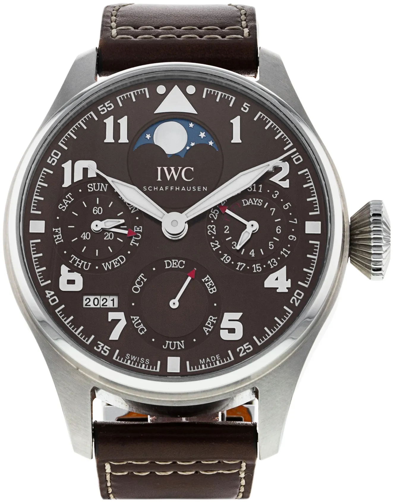 IWC Big Pilot IW503801 46mm Stainless steel Brown Arabic