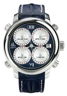 Jacob & Co. Five Time Zone H 24SSDL 0388/1800 47mm Stainless steel Blue