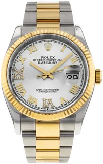 Rolex Datejust 36 126233 Yellow gold Silver Roman Numeral Diamond