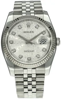 Rolex Datejust 36 116234 White gold and Stainless steel Silver Jubilee Diamond