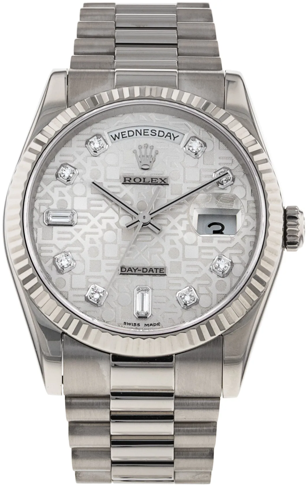 Rolex Day-Date 36 118239 36mm White gold Silver Jubilee Diamond