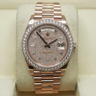 Rolex Day-Date 40 228345RBR Rose gold Pave Diamond$Baguette