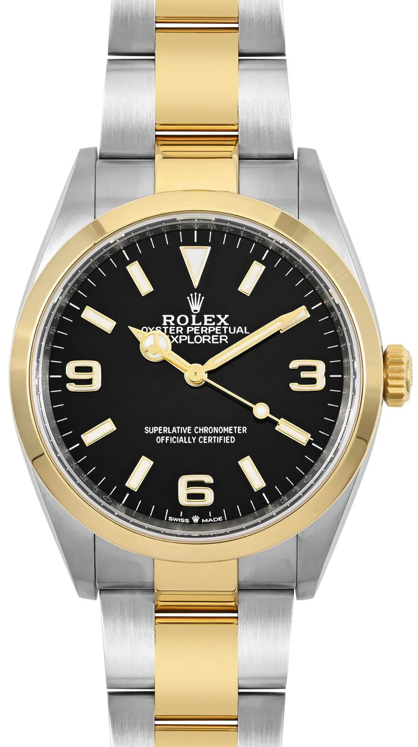 Rolex Explorer 36mm Yellow gold and stainless steel Black