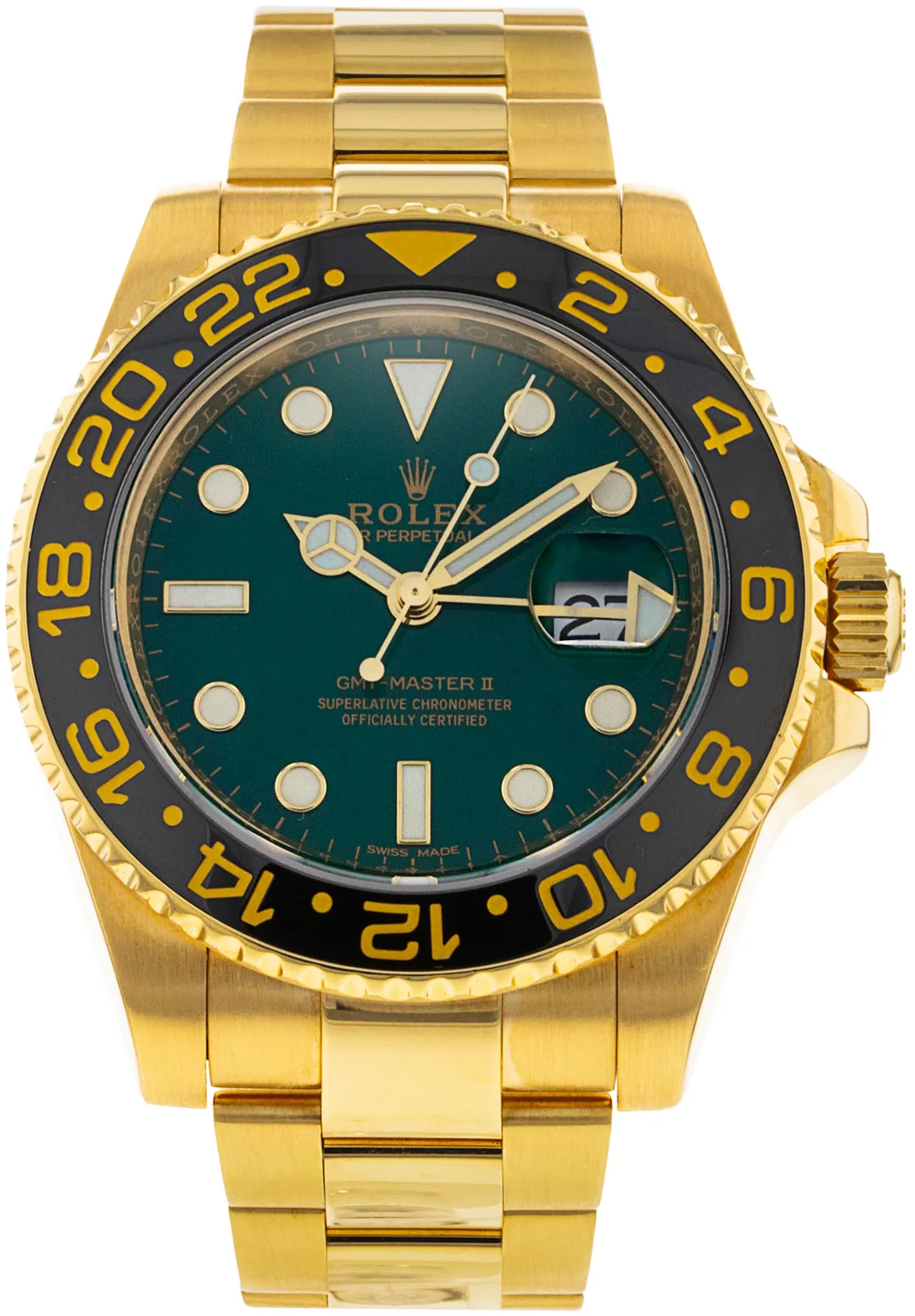 Rolex GMT-Master II 116718LN 40mm Yellow gold Green