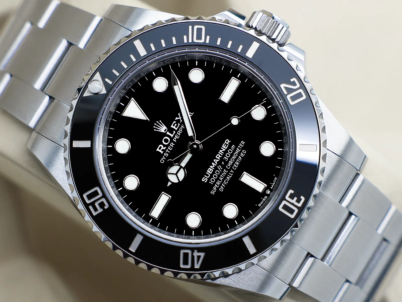 Rolex Submariner 124060 41mm Black with Luminous Baton and Dot Markers