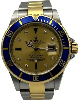 Rolex Submariner 16613 Yellow gold and Stainless steel Champagne Diamonds & Sapphires